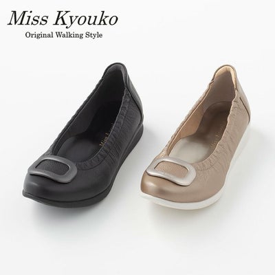 109601】軽量エナメルコンビフラットシューズ 4E Miss Kyouko 